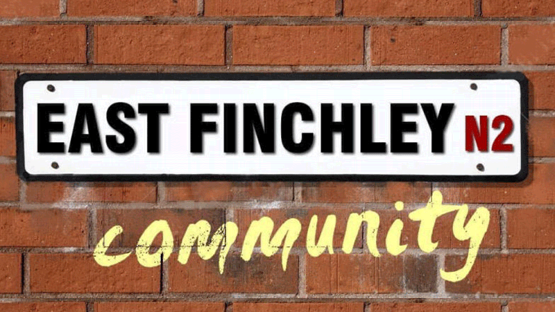 Graphic of road sign with East Finchley N2 community