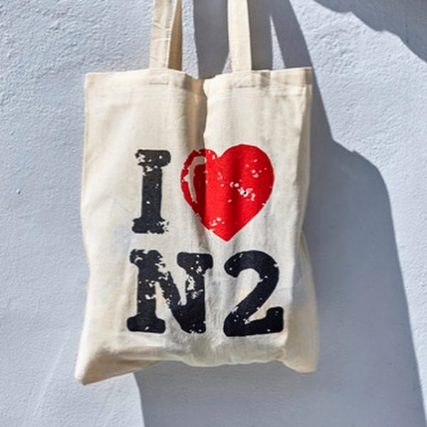 I Love N2 cotton tote bag
